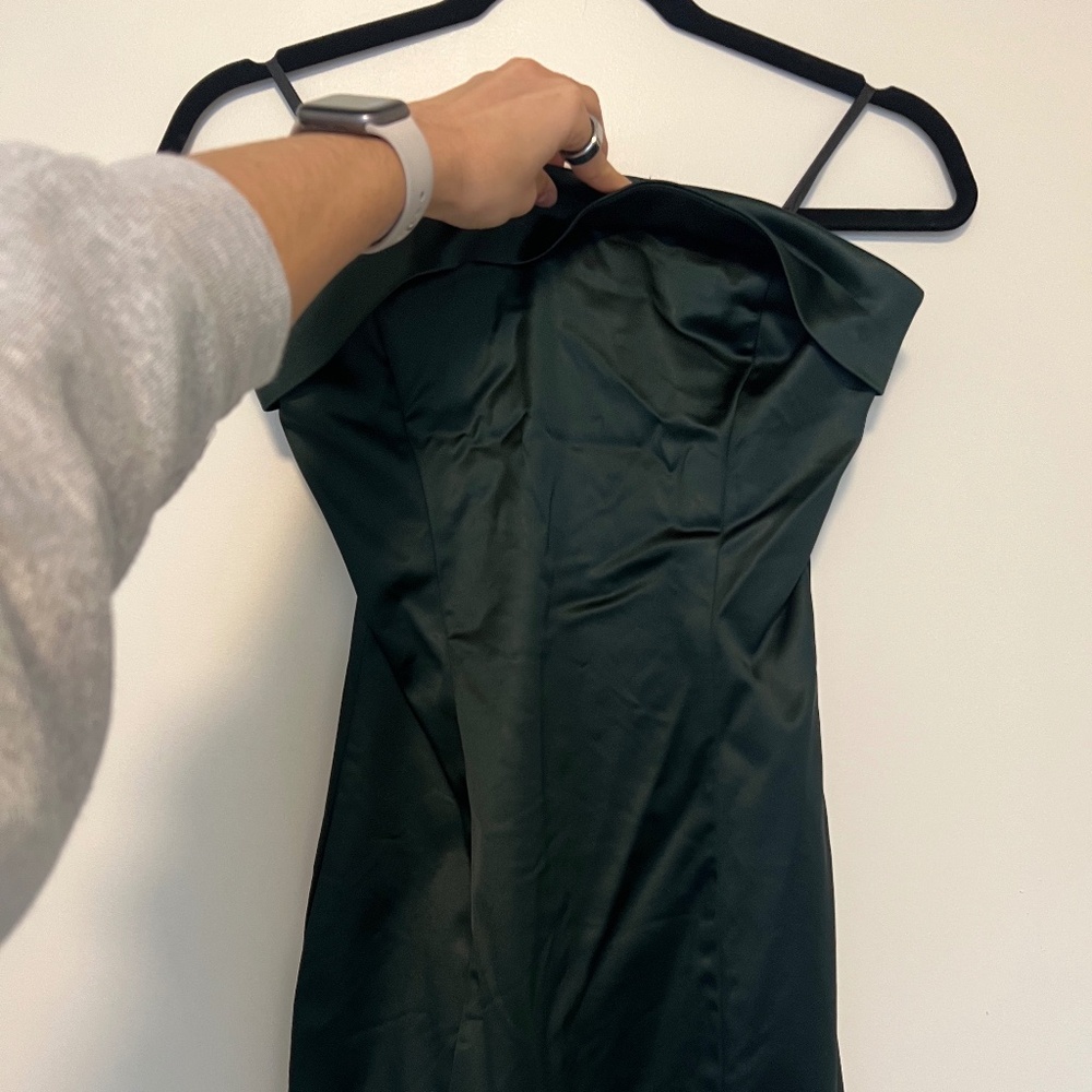 Shimmer Satin Tube Dress (Green) - Size 6
